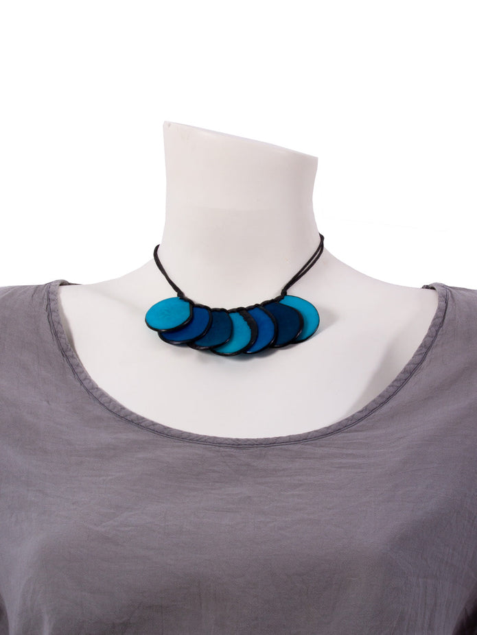 Halskette Celeste Blau - La Tagua Nuss