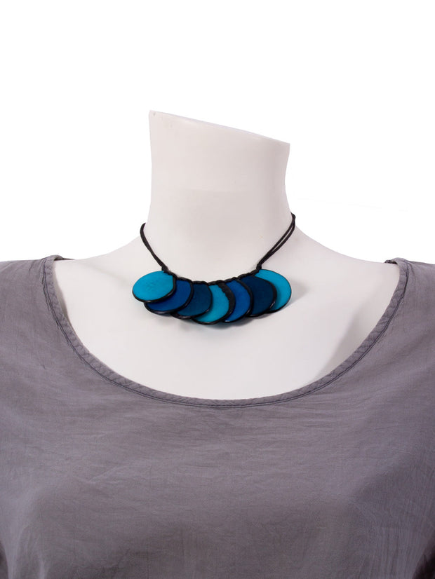 Halskette Celeste Blau - La Tagua Nuss
