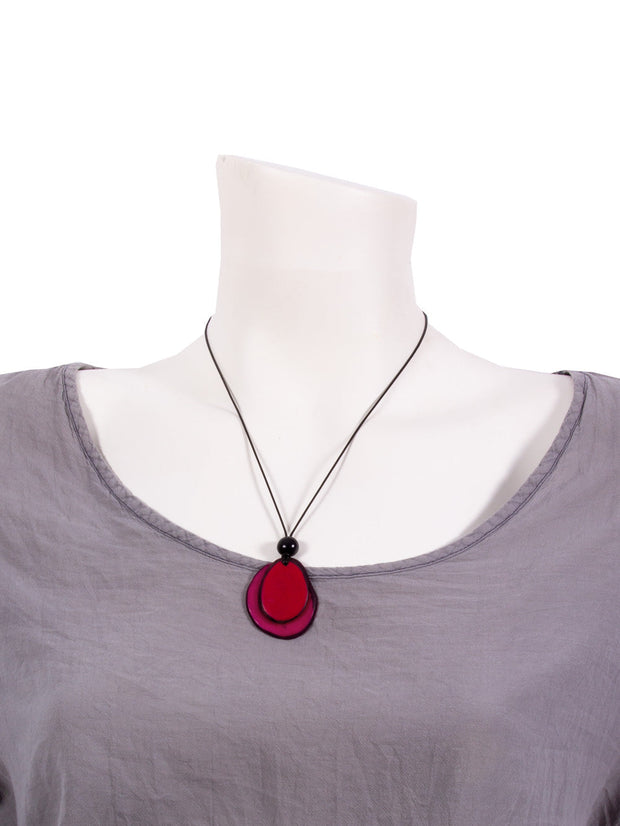 Halskette Chiloete Rot/Fuchsiarot - La Tagua Nuss