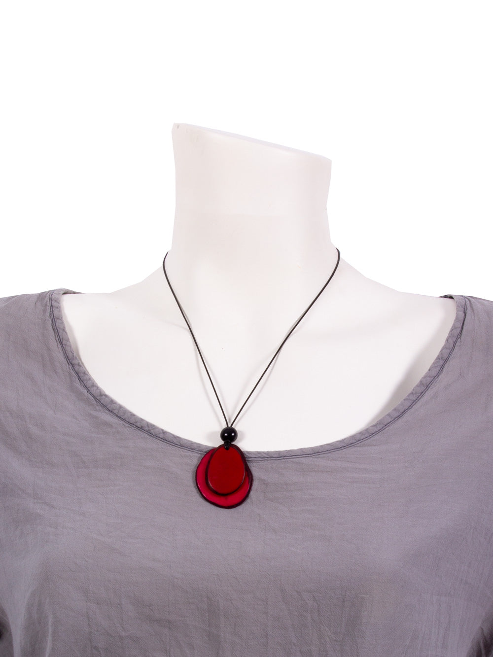 Halskette Chiloete Bordeaux/Rot- La Tagua Nuss