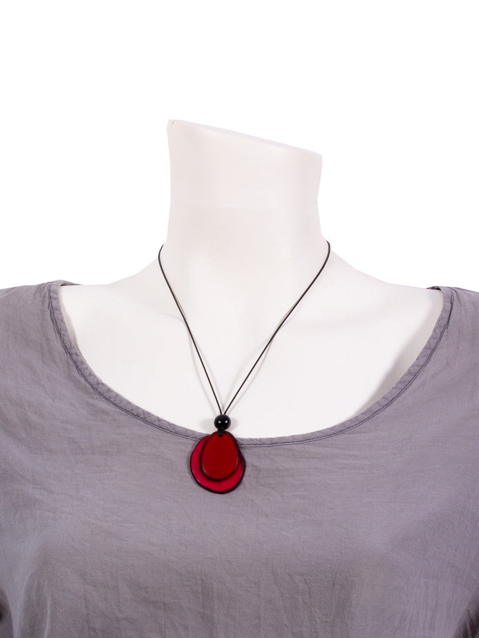Halskette Chiloete Bordeaux/Rot- La Tagua Nuss