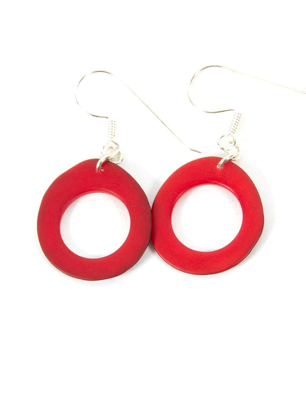 Ohrringe Doniret Rot - La Tagua Nuss Ohrringe Silber