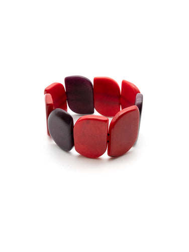 Armband Ecuapu Rot-Mix - La Tagua Nuss