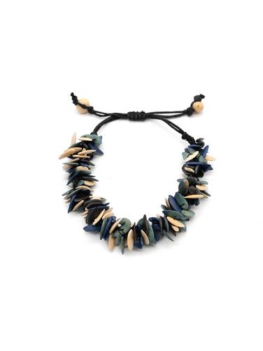 Armband Trenzapu Dunkelblau/Weiss - Melonenkerne - La Tagua