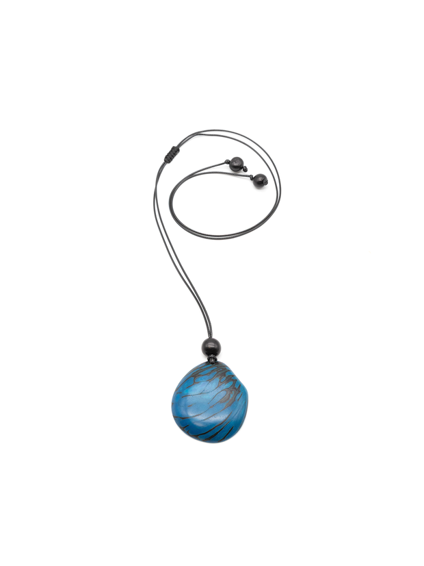 Halskette Zebra Blau - La Tagua Nuss