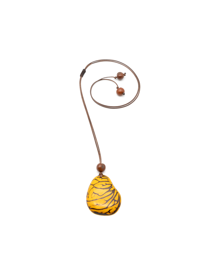 Halskette Zebra Gelb - La Tagua Nuss
