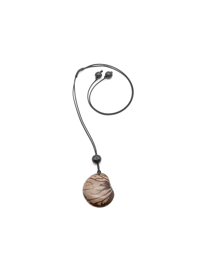 Halskette Zebra Grau - La Tagua Nuss