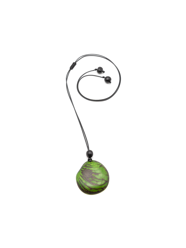 Halskette Zebra Grün - La Tagua Nuss