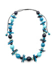 Halskette Allegra Blau- La Tagua Nuss