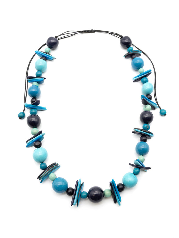 Halskette Allegra Blau- La Tagua Nuss