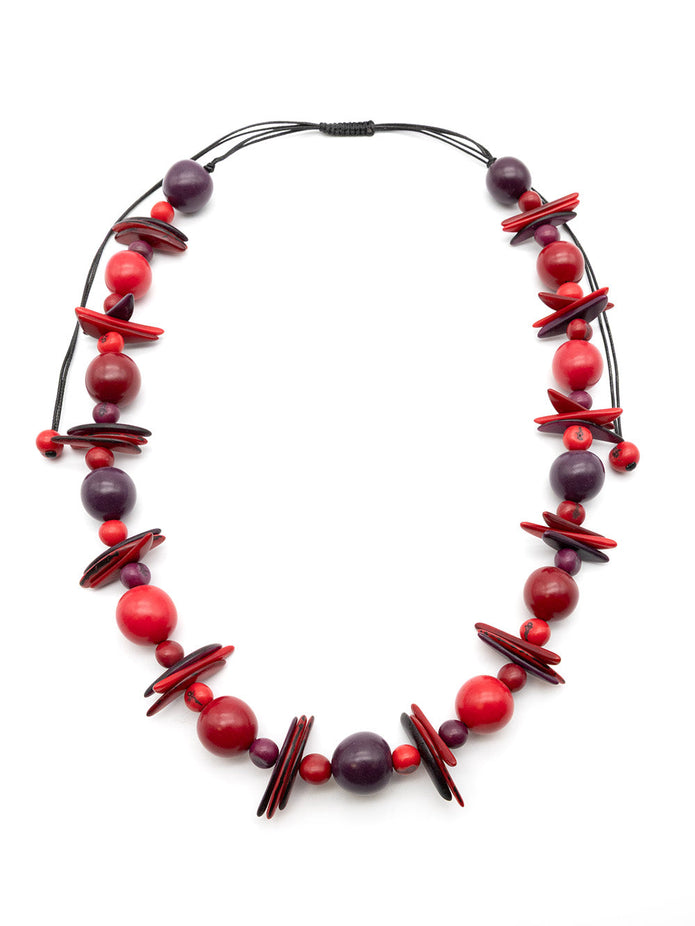 Halskette Allegra Rot- La Tagua Nuss