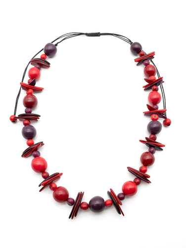 Halskette Allegra Rot- La Tagua Nuss