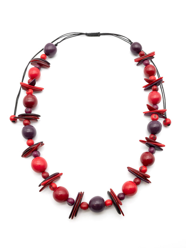 Halskette Allegra Rot- La Tagua Nuss