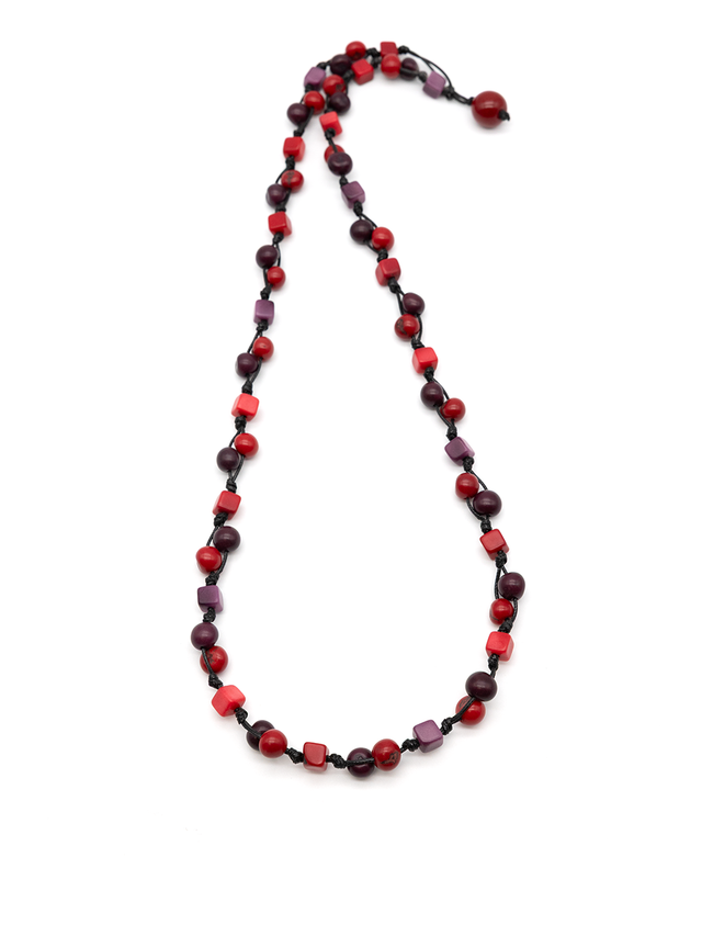 Halskette Azaicua Rot - La Tagua Nuss & Azai Palmensamen