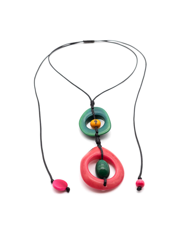 Halskette Dina Pink/Grün/Gelb - La Tagua Nuss