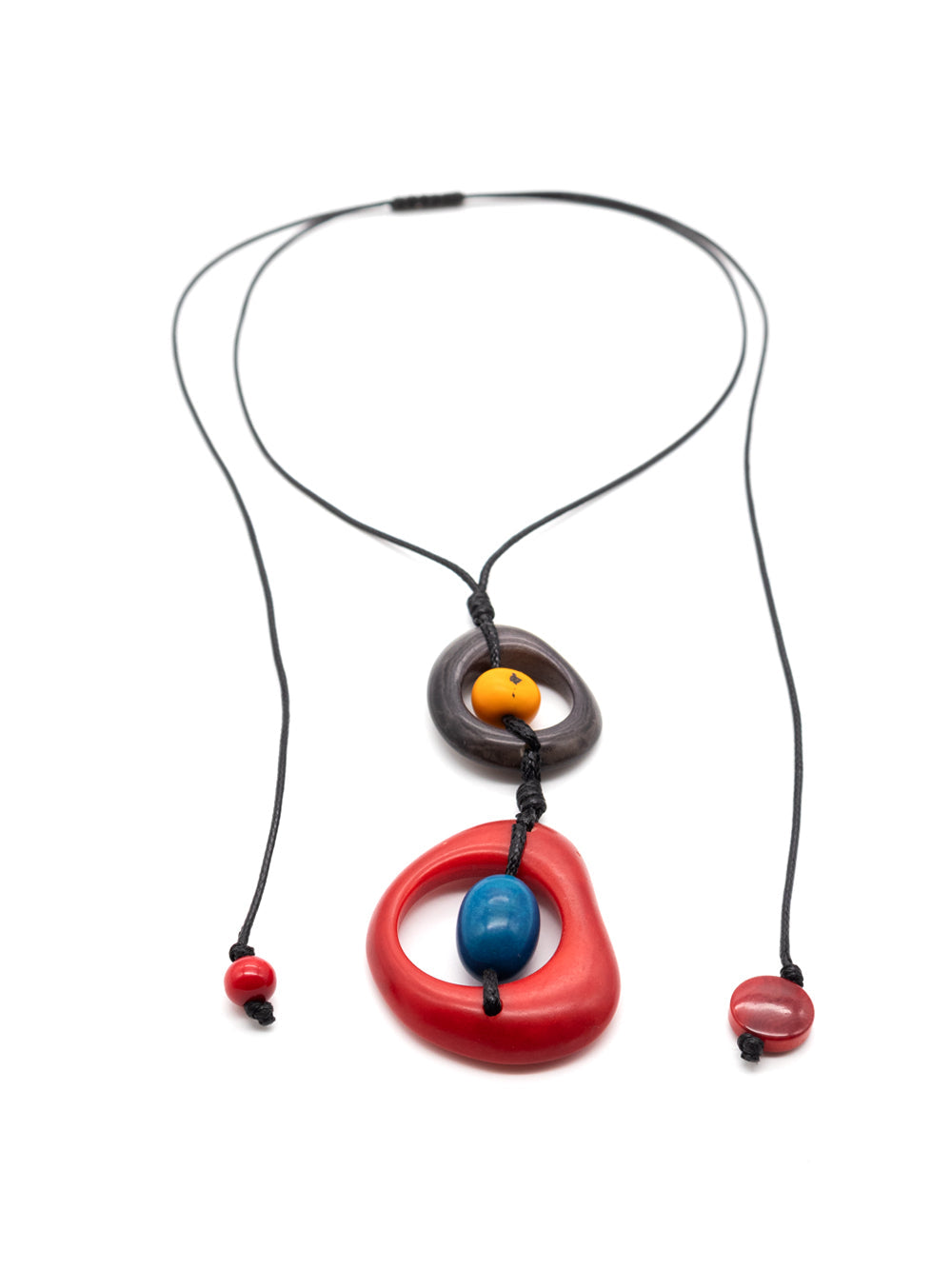 Halskette Dina Rot/Gelb/Blau - La Tagua Nuss