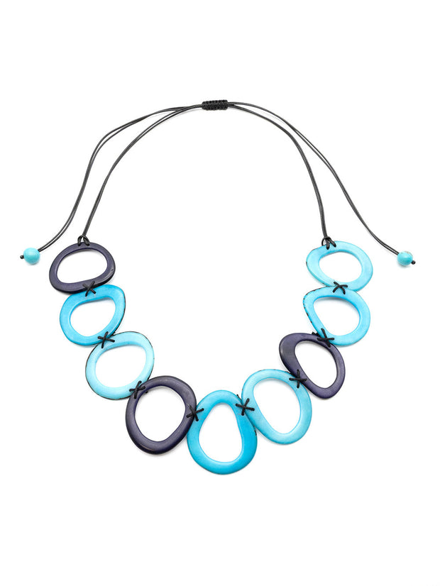 Halskette Doni Blau- La Tagua Nuss