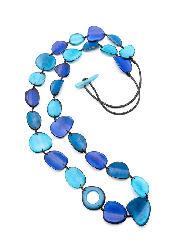 Halskette Gabi Blau - La Tagua Nuss