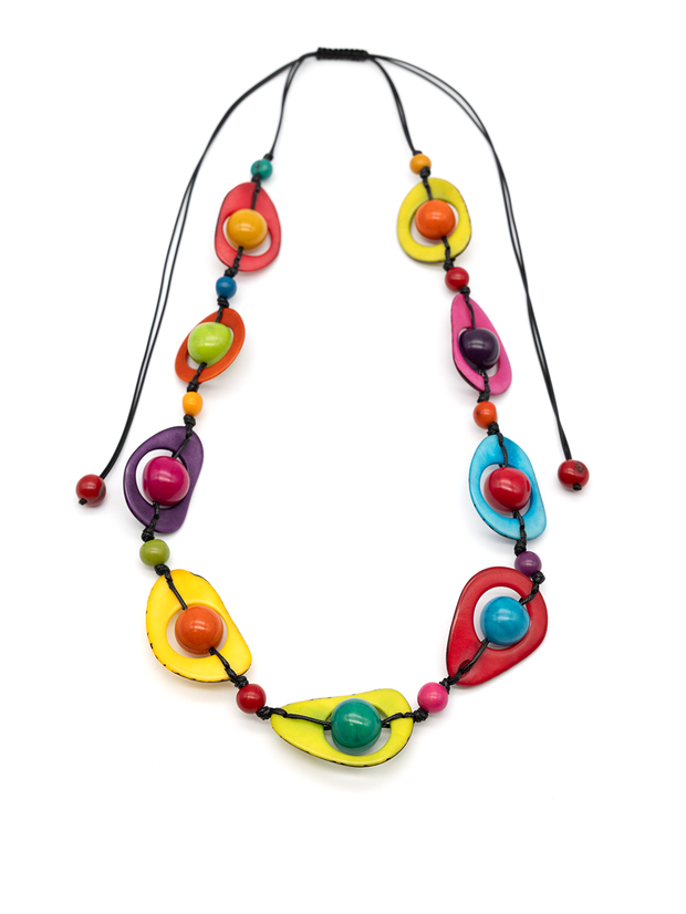 Halskette Luna bunt - La Tagua Nuss
