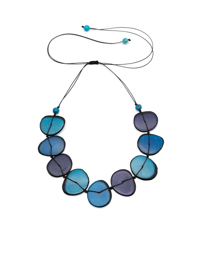 Halskette Mirna Short Blau - La Tagua Nuss