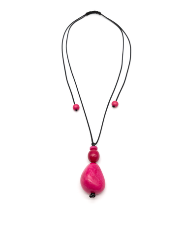 Halskette Pepa Fuchsiarot - La Tagua Nuss & Bombona Kugel