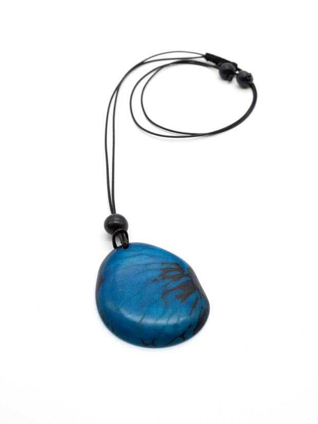Halskette Zebra Blau - La Tagua Nuss