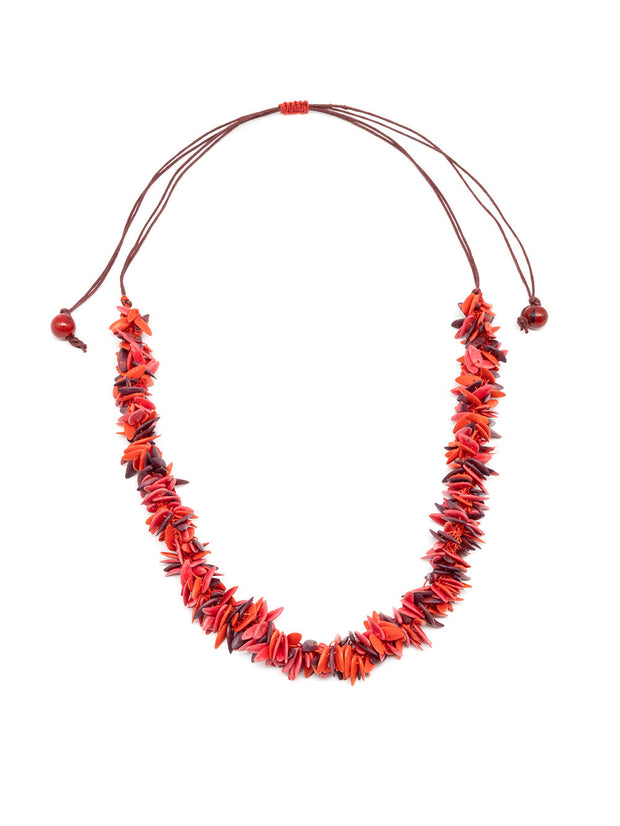 Halskette Trenza Rot - Melonenkerne - La Tagua