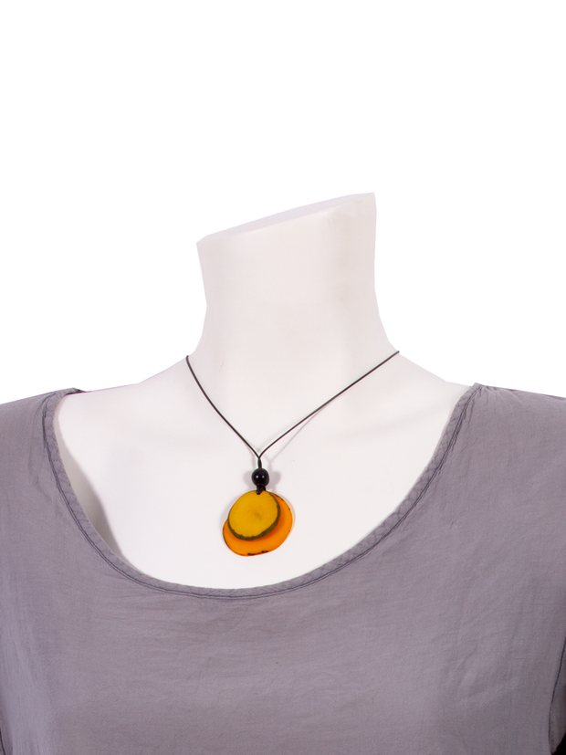 Halskette Chiloete Gelb/Orange- La Tagua Nuss