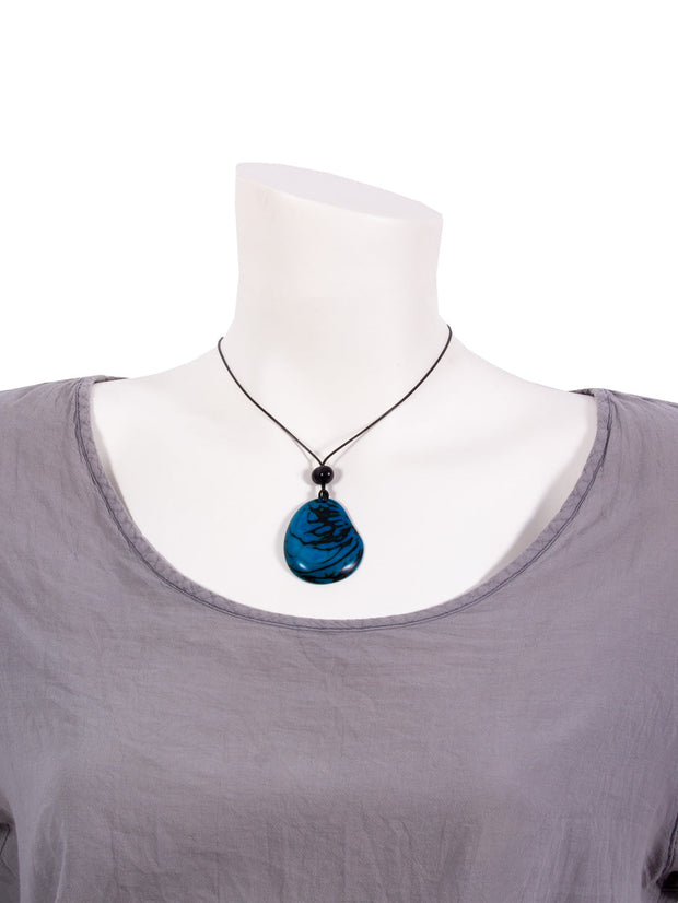 Halskette Zebra Blau - La Tagua Nuss