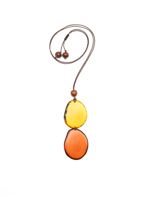 Halskette Kira Gelb/Orange - La Tagua Nuss
