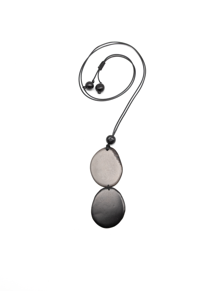 Halskette Kira Grau/Schwarz - La Tagua Nuss