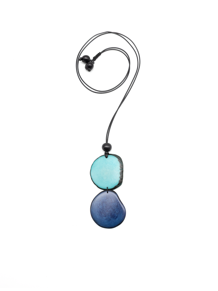 Halskette Kira Hellblau/Blau - La Tagua Nuss