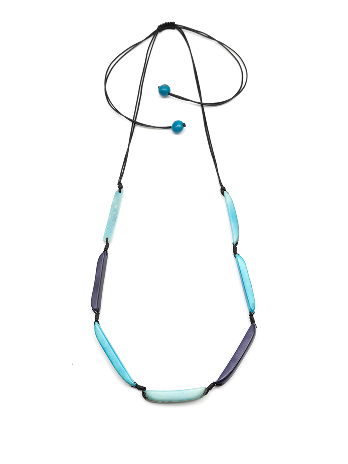 Halskette Astrid Short Blau - La Tagua Nuss
