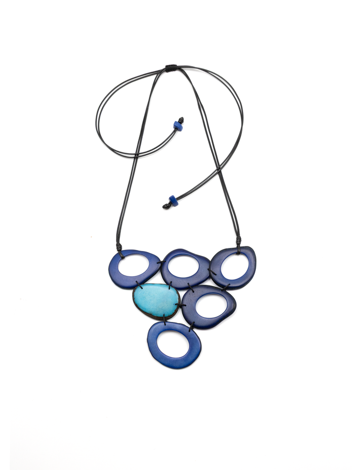 Halskette Claude Dunkelblau/Blau - La Tagua Nuss
