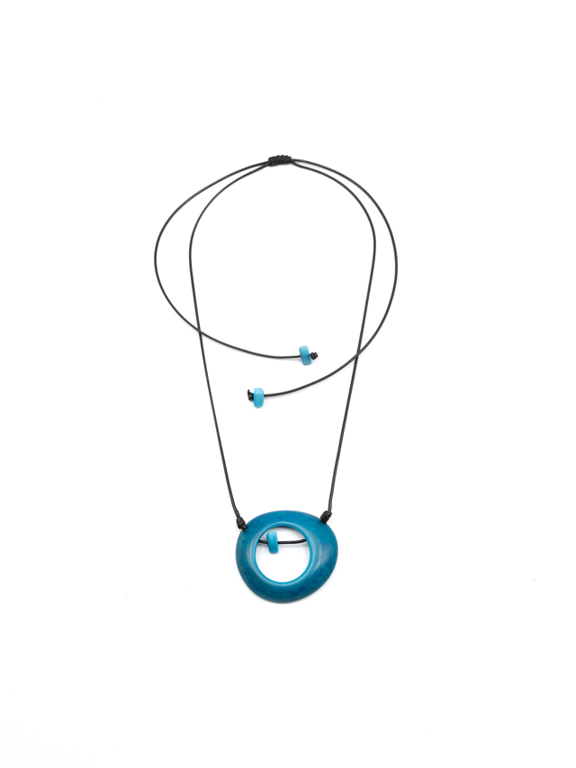 Halskette Ela Blau - La Tagua Nuss