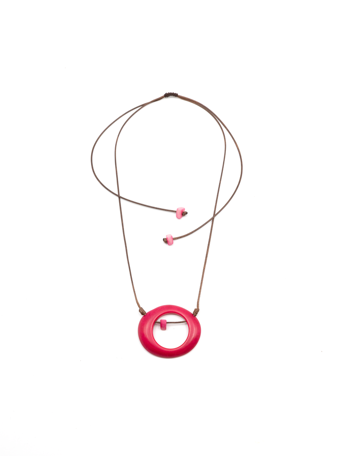 Halskette Ela Fuchsiarot - La Tagua Nuss