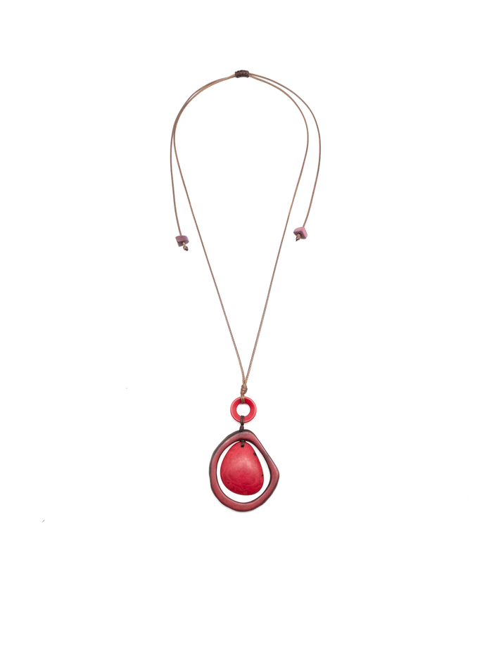 Halskette Saya Rot - La Tagua Nuss
