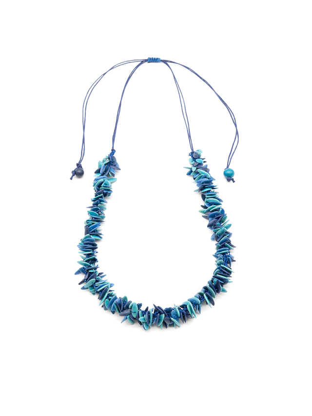 Halskette Trenza Blau - Melonenkerne - La Tagua