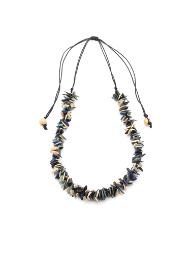 Halskette Trenza Dunkelblau/Weiss - Melonenkerne - La Tagua