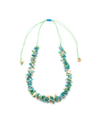 Halskette Trenza Hellblau/Grün/Weiss - Melonenkerne - La Tagua