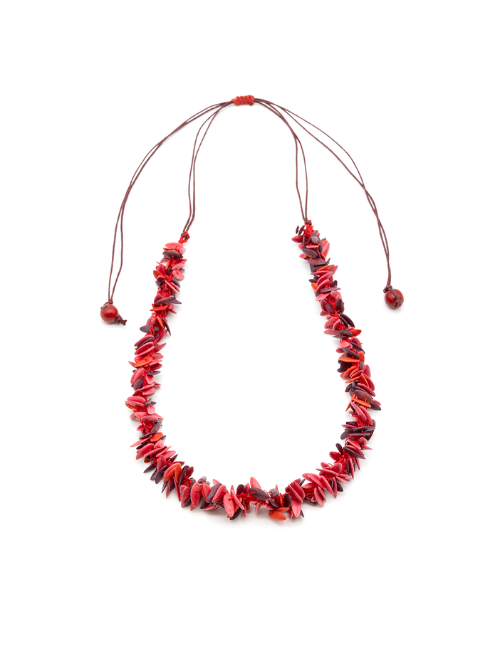 Halskette Trenza Rot - Melonenkerne - La Tagua
