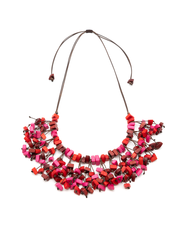 Halskette Vivian Rot - La Tagua Nuss
