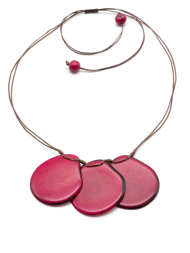 Halskette Celi Fuchsiarot - La Tagua Nuss