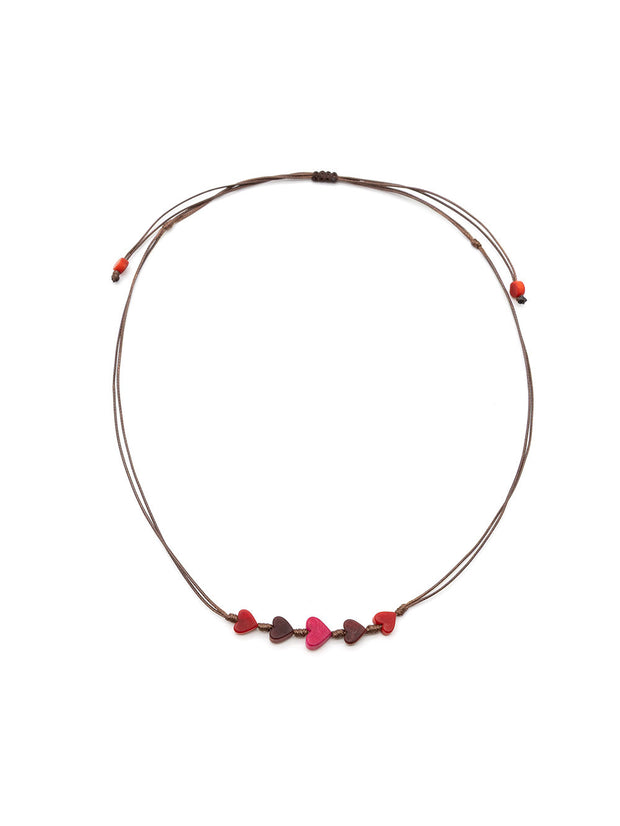 Halskette Corazones Rot - La Tagua Nuss