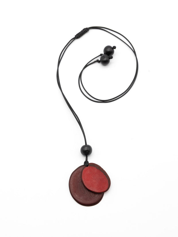 Halskette Chiloete Rot/Bordeaux - La Tagua Nuss