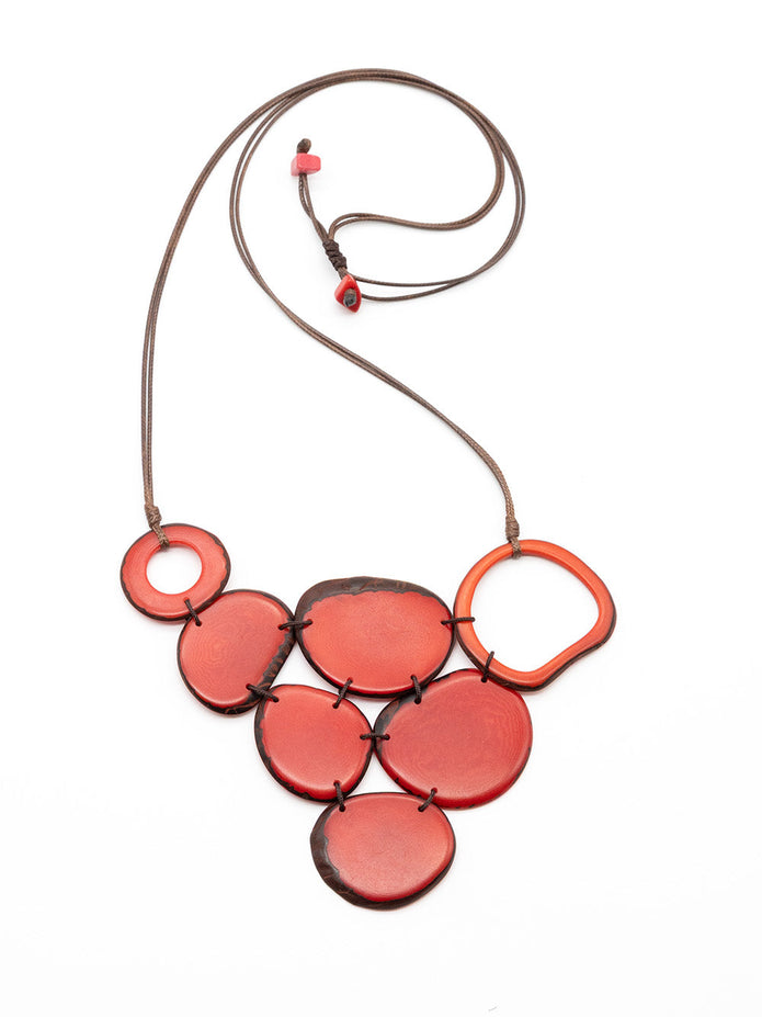 Halskette Clau Rot - La Tagua Nuss