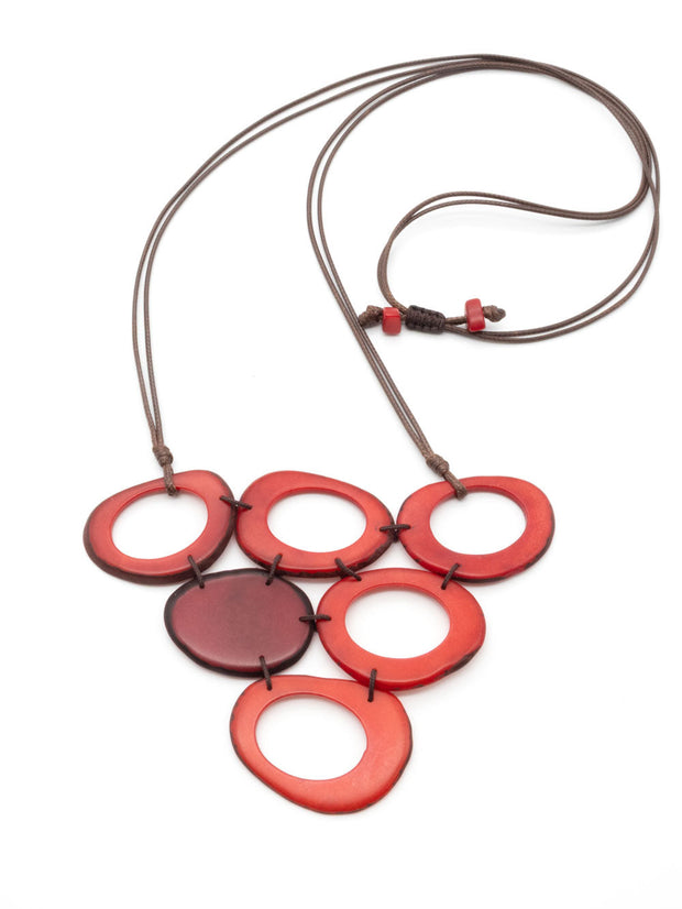 Halskette Claude Fuchsiarot/Bordeaux- La Tagua Nuss
