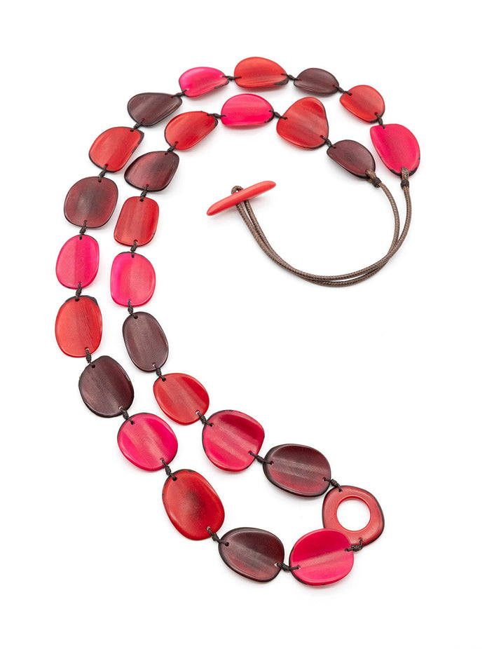 Halskette Gabi Rot - La Tagua Nuss