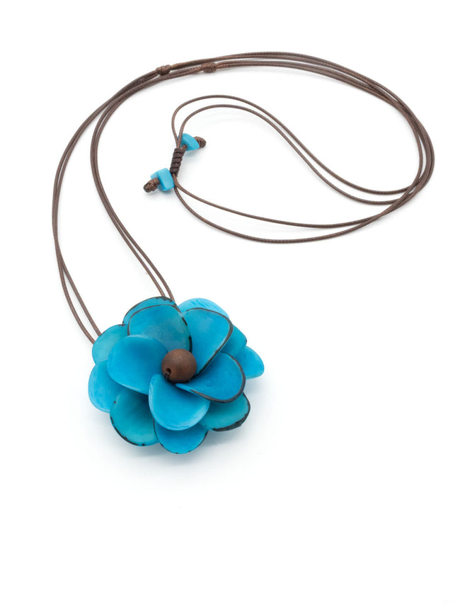 Halskette Rosa Blau - La Tagua Nuss