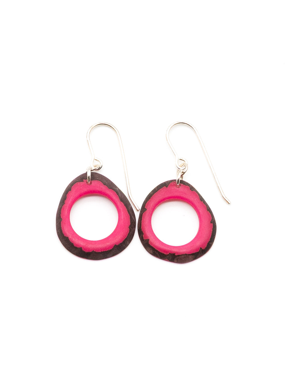 Ohrringe Doniret Fuchsiarot - La Tagua Nuss Ohrringe Silber